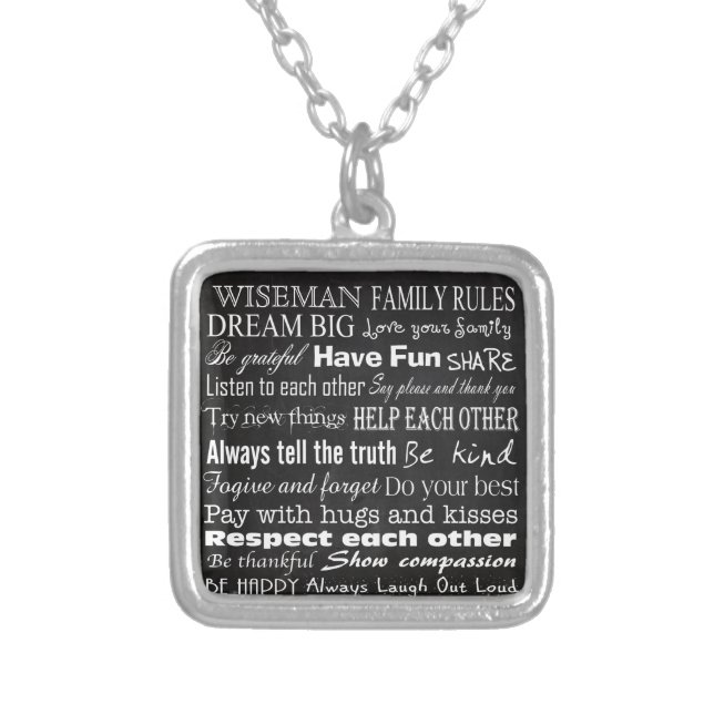 Family Rules Last Name Personalized Custo Necklace (Front)