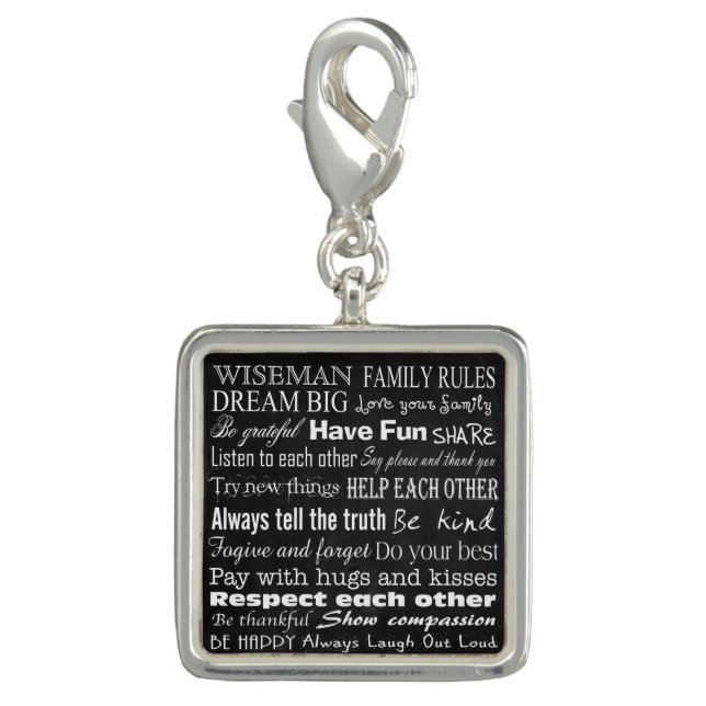 Family Rules Last Name Personalized Custom Charm (Front)