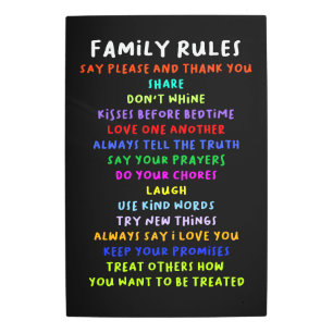Family Rules Metal Print