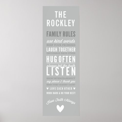 FAMILY RULES modern typography gray scandi Poster