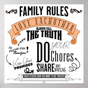 FAMILY RULES Print, Value Poster Paper (Matte)