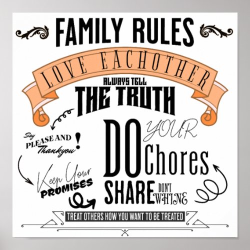 FAMILY RULES Print Value Poster Paper Matte