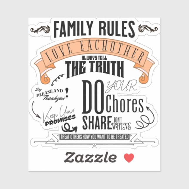 FAMILY RULES SQUARE STICKER (Sheet)