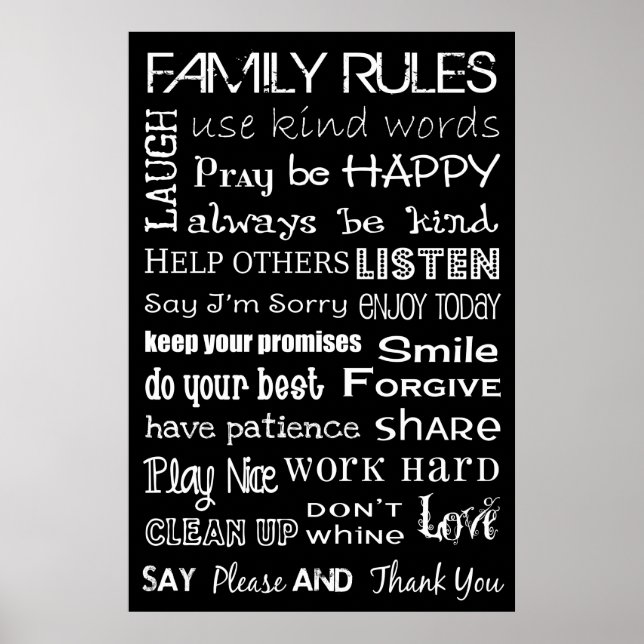 Family Rules Subway Art Poster (Front)