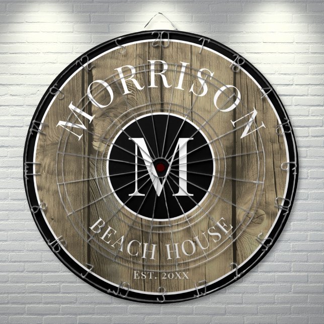 Family Rustic Wood Dart Board (Family Name Rustic Wood Dart Board)