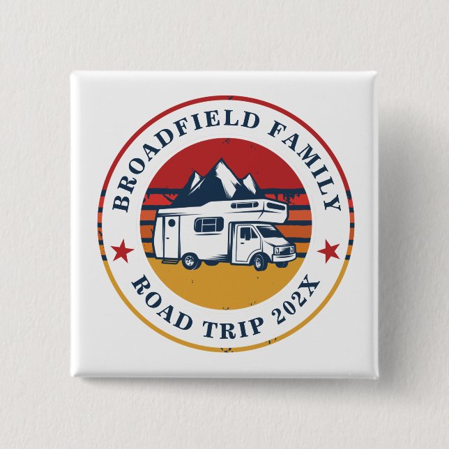 Family RV Road Trip Matching Custom Keepsake Button (Front)