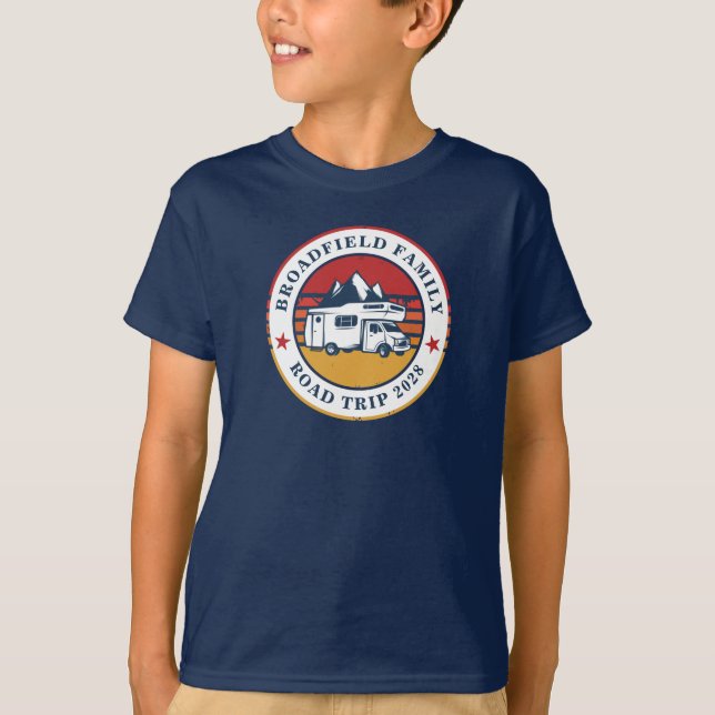 Family RV Road Trip Reunion Matching Son Retro T-Shirt (Front)