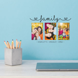 Family Script 3 Photo Template Custom Names Wall Decal
