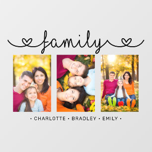 Family Script 3 Photo Template Custom Names Wall Decal