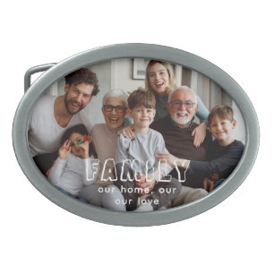 Family Script Collage Chic  Belt Buckle