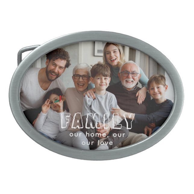Family Script Collage Chic  Belt Buckle (Front)