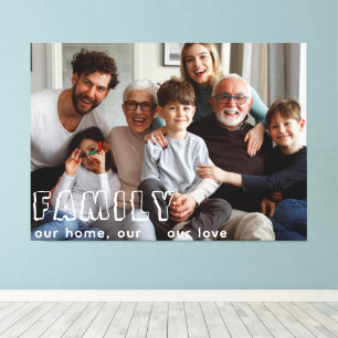 Family Script Collage Chic  Canvas Print