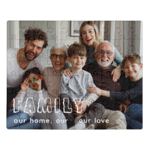 Family Script Collage Chic  Jigsaw Puzzle