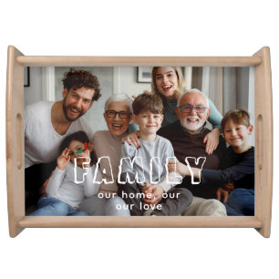 Family Script Collage Chic  Serving Tray