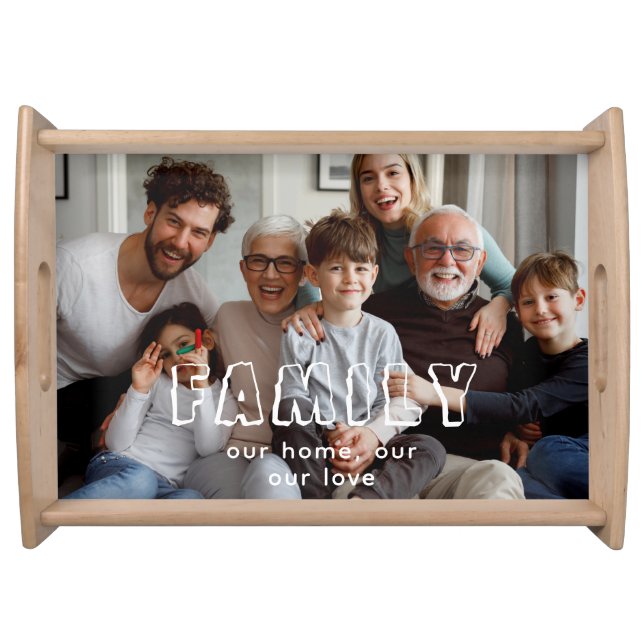 Family Script Collage Chic  Serving Tray (Front)