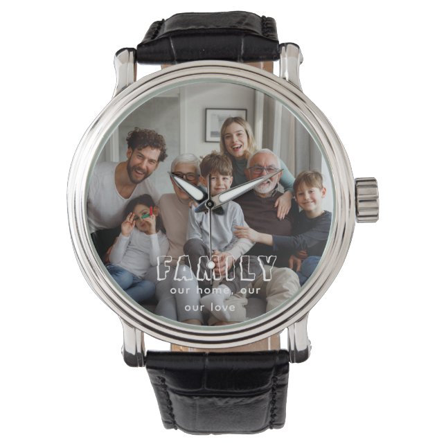 Family Script Collage Chic  Watch (Front)