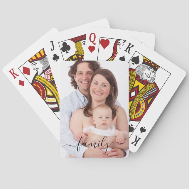 Family Script Custom Photo Bicycle Playing Cards (Back)