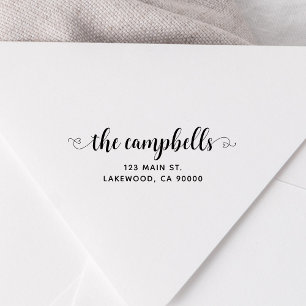 Family Script Heart Return Address Self-inking Stamp