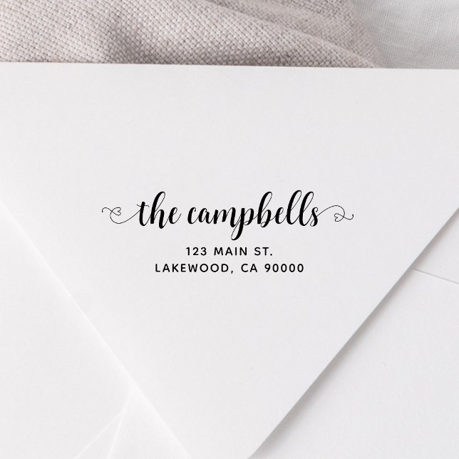 Family Script Heart Return Address Self-inking Stamp (Creator Uploaded)