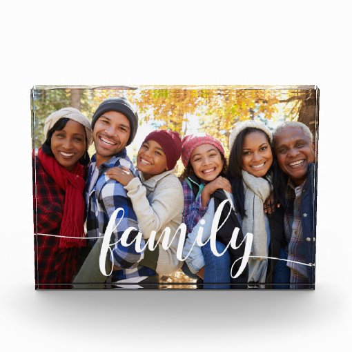 Family Script Overlay Photo Block | Zazzle