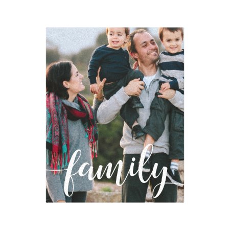 Family Script Overlay Photo Canvas Print