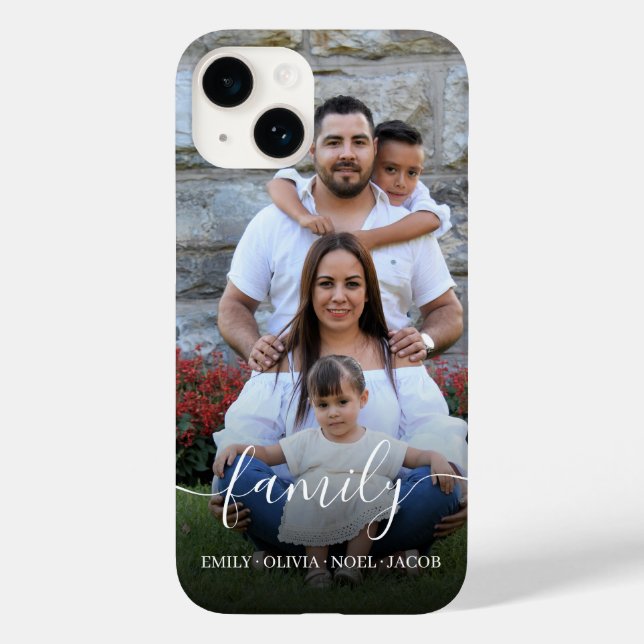 Family Script Overlay Photo Case-Mate iPhone Case (Back)