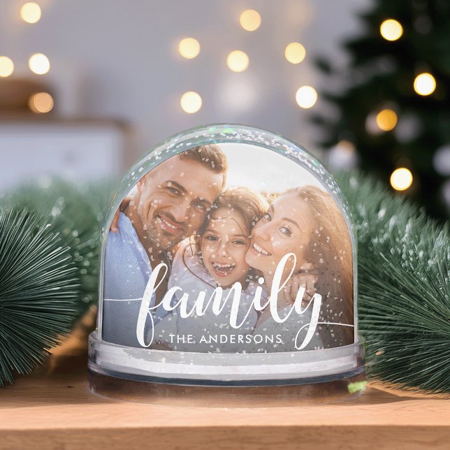 Family Script Overlay Photo & Name Snow Globe (Creator Uploaded)