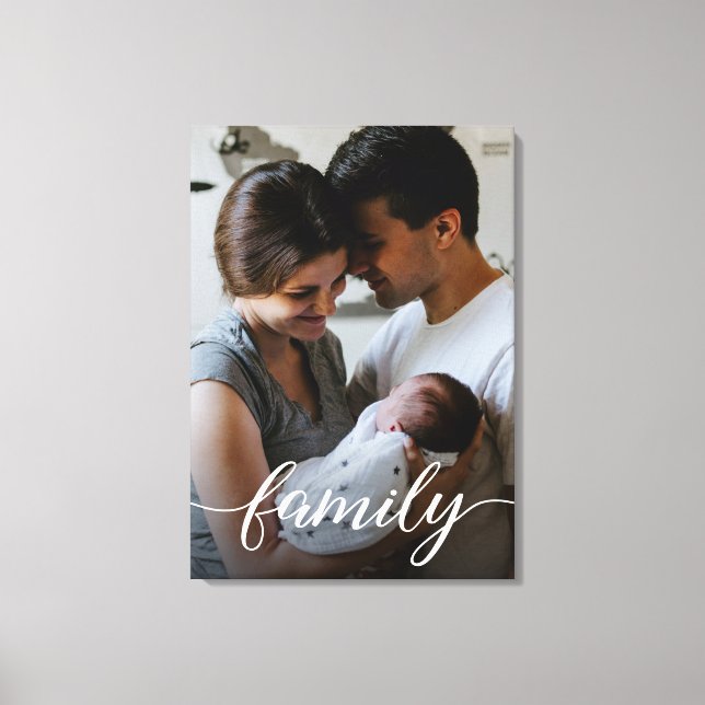 "Family" Script Personalized Family Photo Canvas (Front)