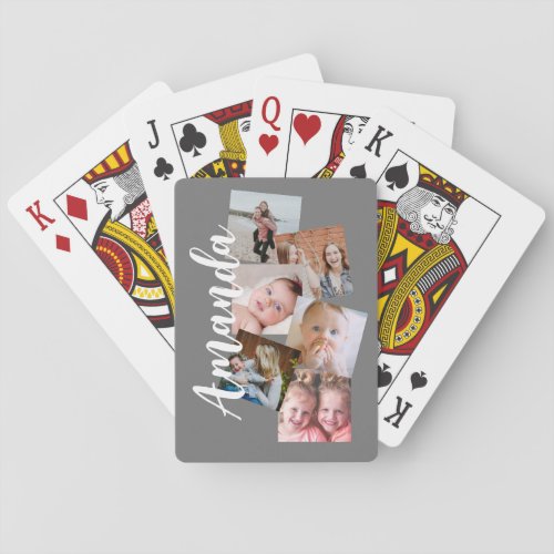 Family script photo collage Classic Playing Cards