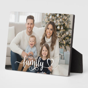 Family Script Photo Heart Name Custom Display Plaque