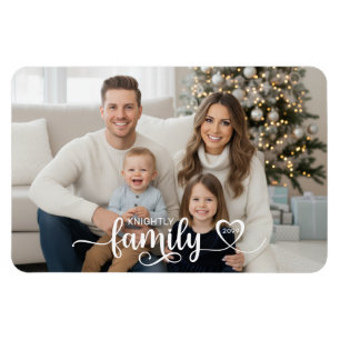 Family Script Photo Heart Name Custom Magnet