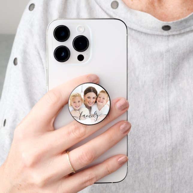 Family Script Photo Overlay PopSocket (Hand)