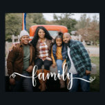 Family Script Photo  Poster<br><div class="desc">This custom 24 x 20 poster that says "family" in a modern script font with hearts in white and your family photo would look fabulous in your home or office or be a wonderful gift for loved ones. It's super easy to customize - just upload your photo. It's that simple!...</div>