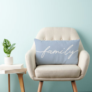 Family Script Typography Light Blue Pillow
