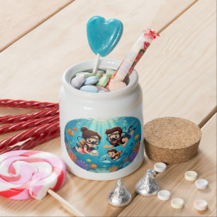Family Scuba Diving Adventure Candy Jar