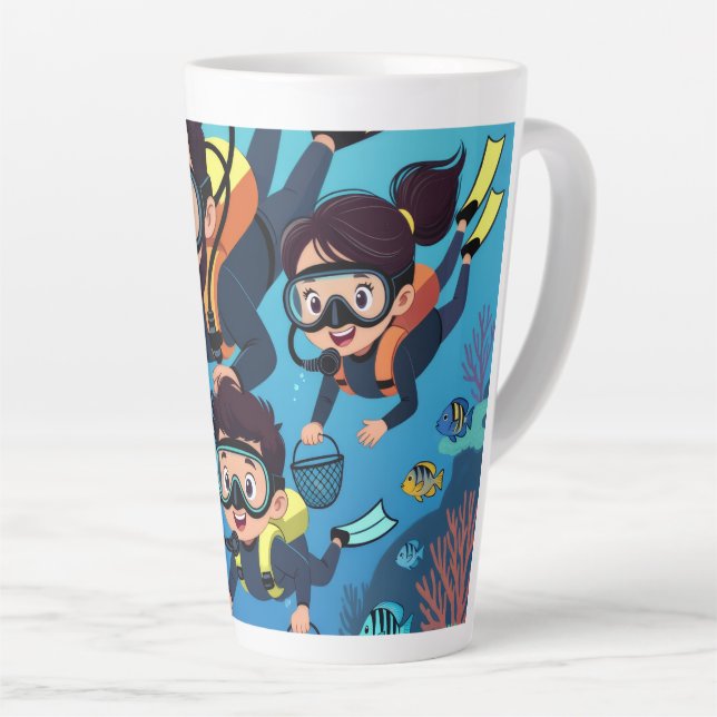 Family Scuba Diving Fun Latte Mug (Right Angle)