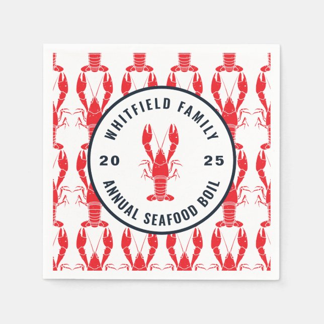 Family Seafood Boil Lobster Custom Paper Napkins (Front)