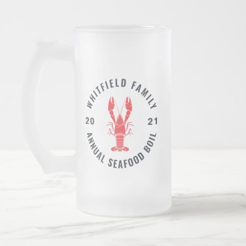 Family Seafood Boil Party 4th of July Custom Frosted Glass Beer Mug