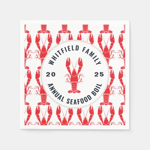 Family Seafood Boil Personalized Lobster Paper Napkins