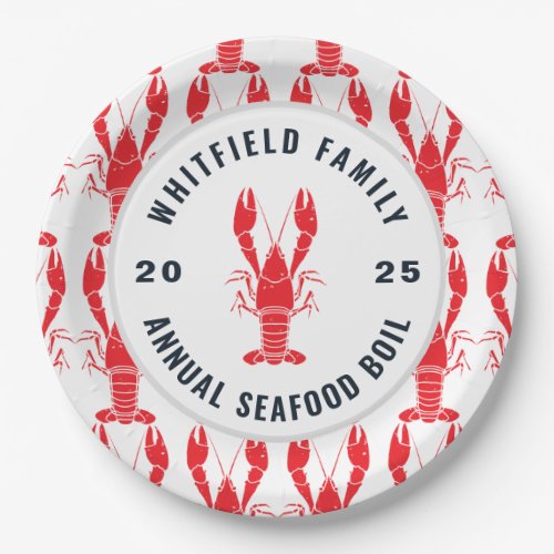 Family Seafood Boil Personalized Lobster Paper Plates