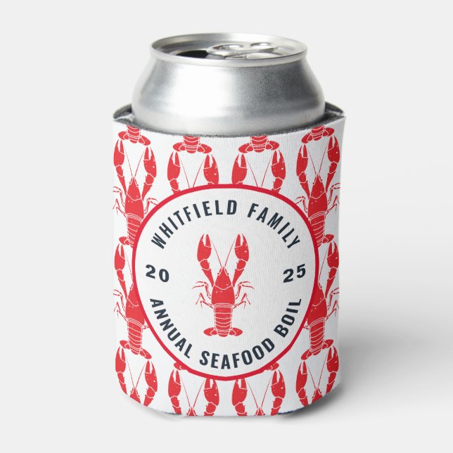 Family Seafood Boil Personalized Lobster Party Can Cooler (Can Front)