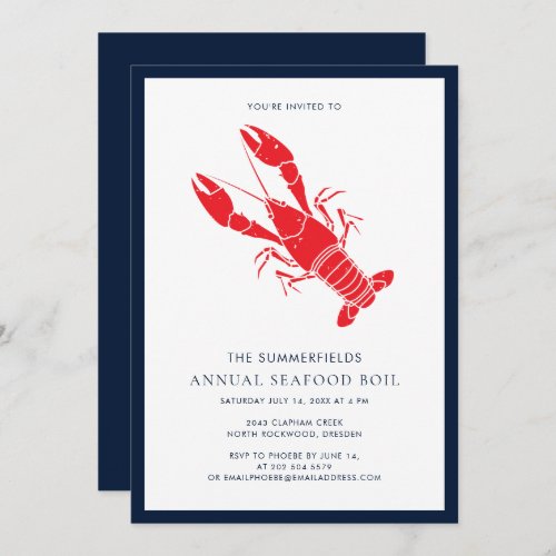 Family Seafood Boil Summer Crawfish Party Invitation