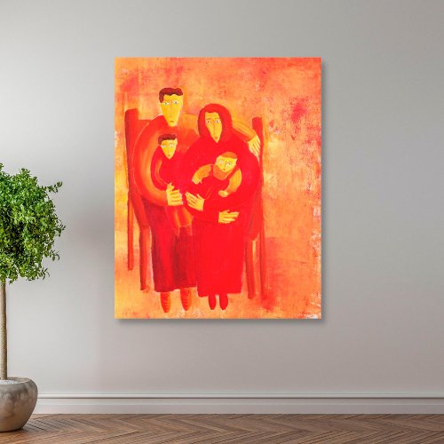 Family Seated Contemporary Art Portrait Painting Canvas Print