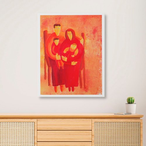 Family Seated Contemporary Art Portrait Painting Faux Canvas Print