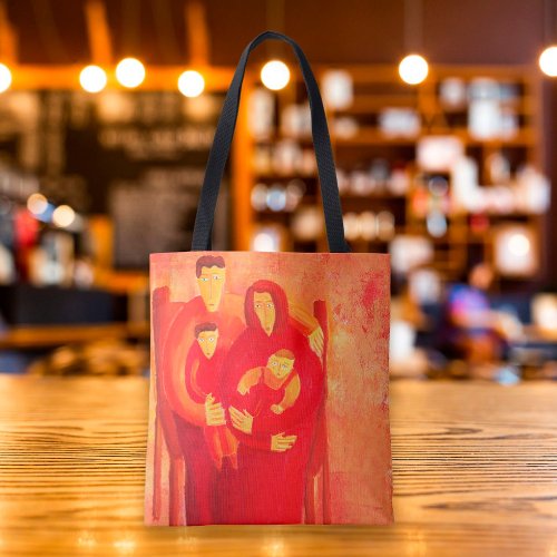 Family Seated Contemporary Art Portrait Painting Tote Bag