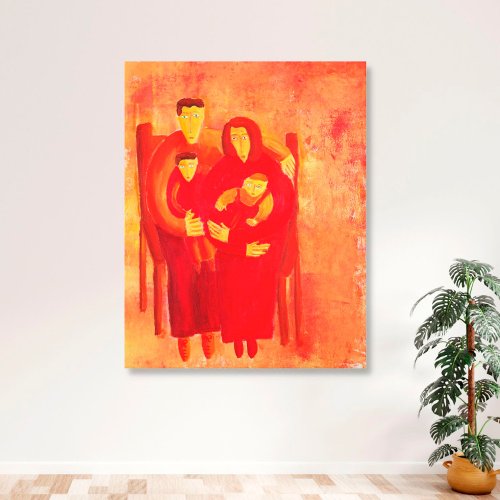 Family Seated Portrait Contemporary Art Painting Canvas Print