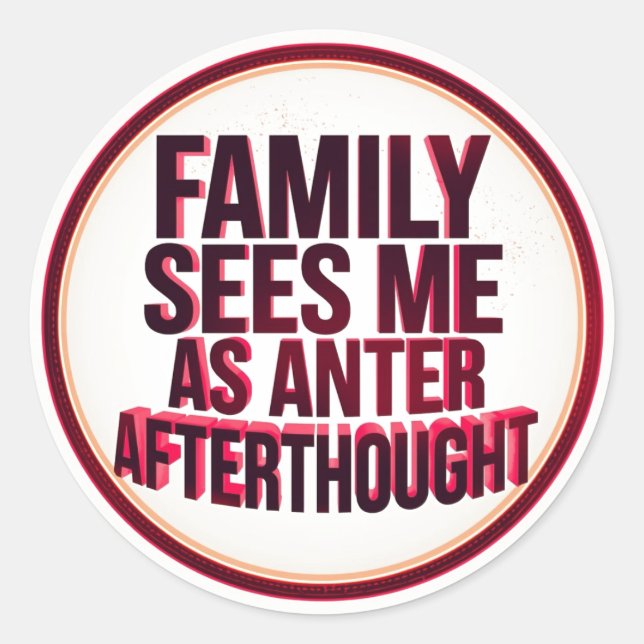 Family Sees Me As An Afterthought Classic Round Sticker (Front)