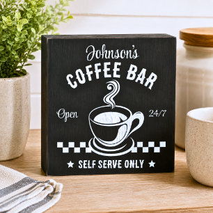 Family Self Serve Coffee Bar Wooden Box Sign