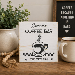 Family Self Serve Coffee Bar Wooden Box Sign