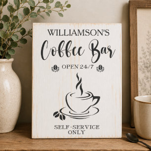 Family Self Serve Coffee Bar Wooden Box Sign